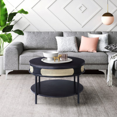 Table basse ronde avec tablette inférieure