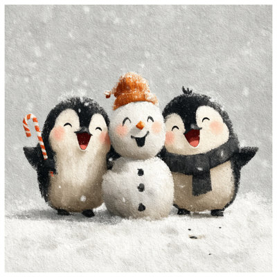 Penguins With Snowman Comforter