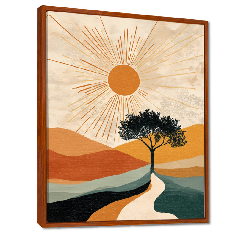 «Yellow and Black Abstract Bohemian Desert Retreat», reproduction d'art sur toile botanique jaune, H 32 po x l 24 po, Brun
