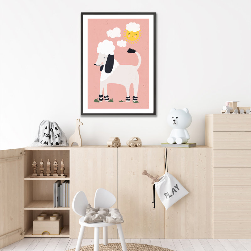 «Pop Art & Retro Happy Poodle» par Treechild, art encadré, H 16 po x l 24 po x P 1 po