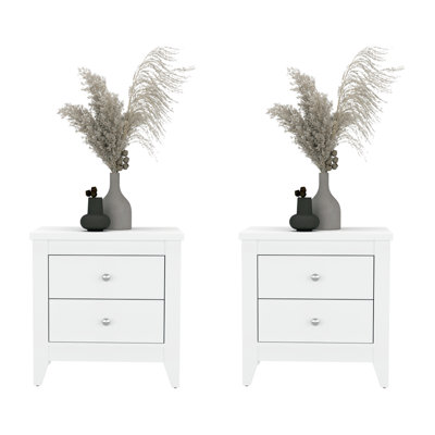 Arial Set of 2 Modern Nightstands with 2 Drawers for Bedroom Storage