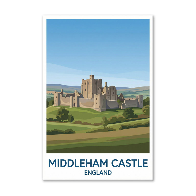 Middleham Castle, England - Romantic Travel Poster Of Yorkshire's Hilltop Fortress. Giclee Print On Wrapped Canvas. Wall Art, Home Decor - Castles & Palaces, England - Wrapped Canvas Print