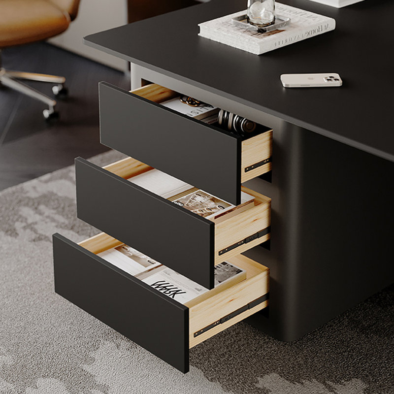 Bureau d'écriture à trois tiroirs, H 29,52 po x l 70,86 po x P 35,43 po