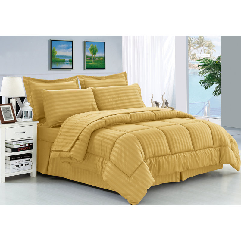 Ensemble d'édredon réversible en microfibre 8 pièces , Doré, Édredon double / grand + 7 pièces supplémentair