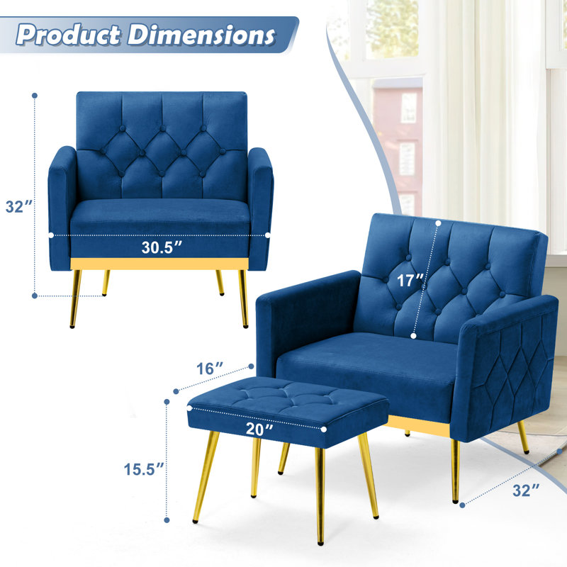2 - Piece Velvet Living Room Set, Blue
