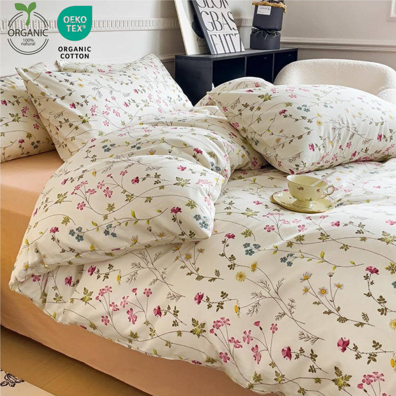 Ensemble de housse de couette 100% coton Nayoroom, Housse de couette grand et 2 taies d'oreiller stan