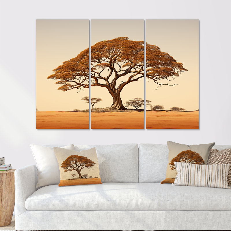 Arbre africain, arbre, ensemble d'art sur toile, H 32 po x l 48 po x P 1 po