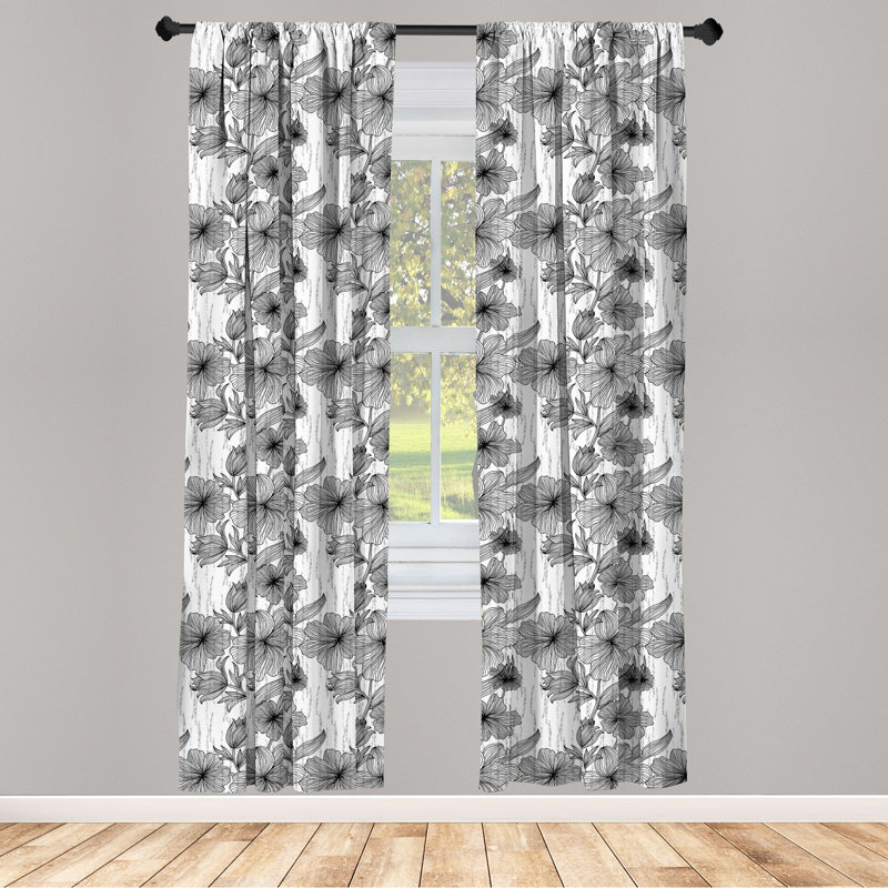 Floral Semi-Sheer Rod Pocket Curtain Panels, 28" x 63"