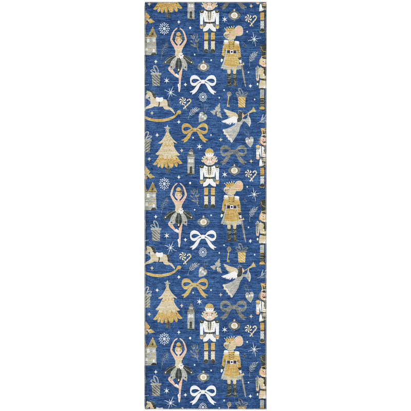 Premium Machine Washable Mayfield AMF1827 Fun Christmas Rug, Runner 2'3" x 7'6"