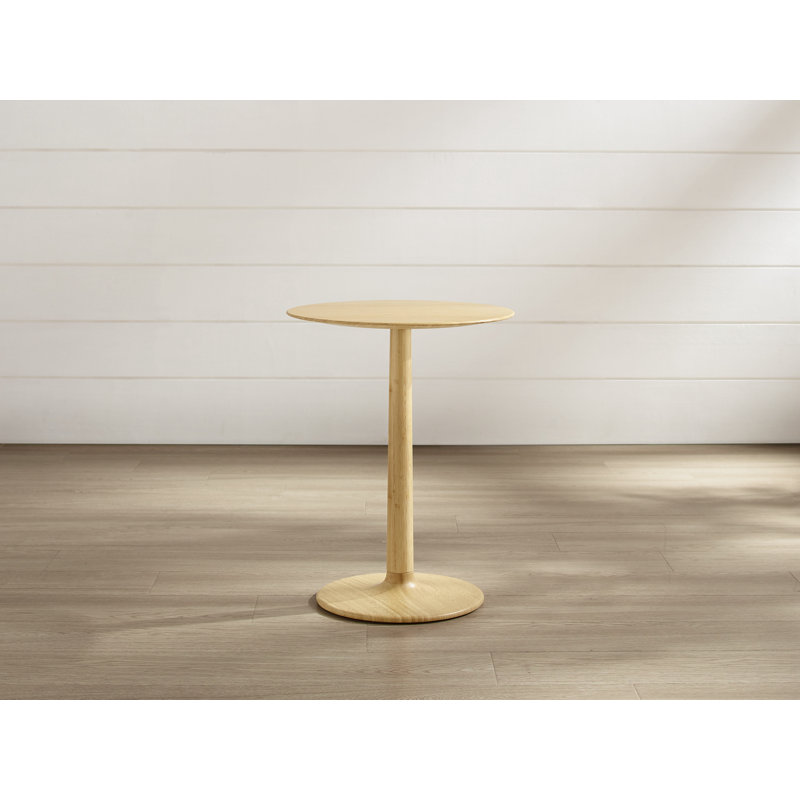Solid Wood Pedestal End Table, Wheat