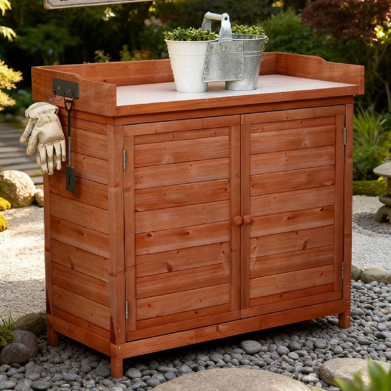 Banc de rempotage d'extérieur 39 po (orange) parfait pour l'entretien des plantes de patio et les postes de travail de jardin