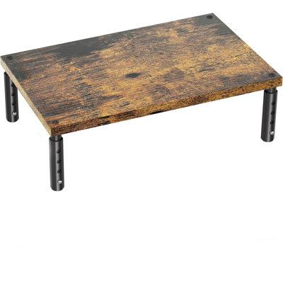 4-Level Height Adjustable Wooden Ergonomic Monitor Riser Stand with Under Desk Storage Space