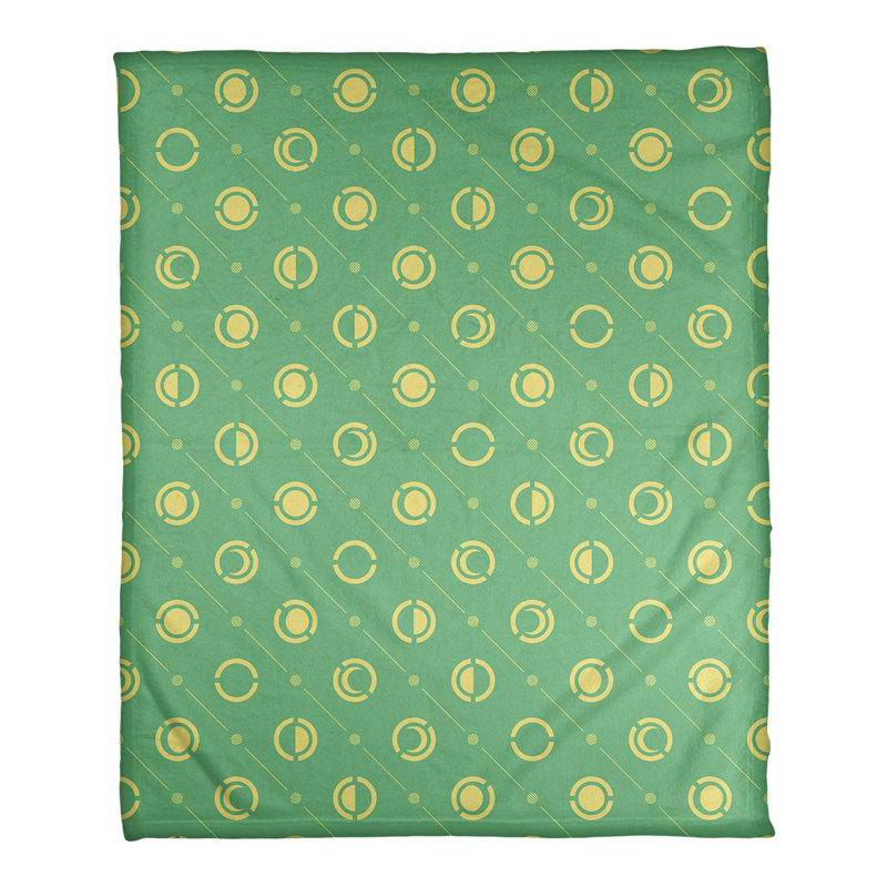 Couverture polaire moon phases, l 60 po x L 80 po, Vert / Jaune