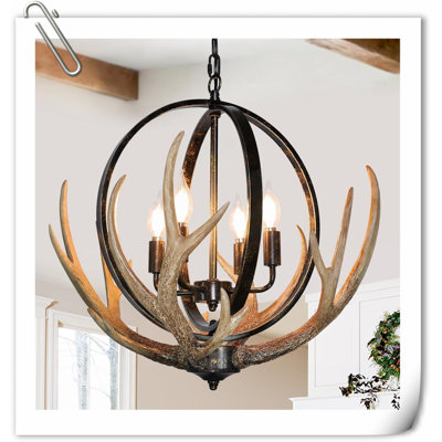 Luminaire suspendu à DEL 4 lumières en laiton antique Westra