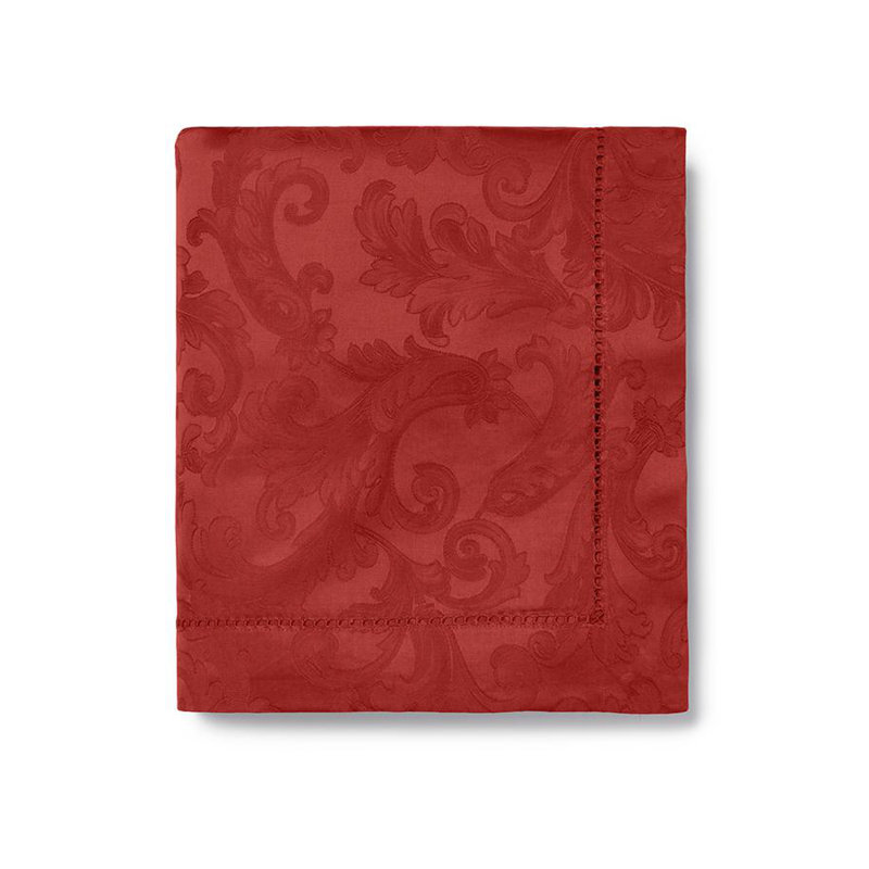 Acanthus Handmade Floral Tablecloth, 104" L x 104" W, Garnet