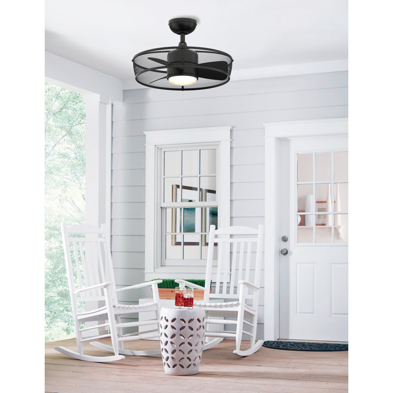 Sleek Black 20" Smart Chandelier Ceiling Fan with LED Light