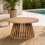 Table basse de patio LifeSky en bois d'acacia : mobilier d'extérieur rond et durable avec base conique à lattes - Table stable de 80 cm (31,5 pouces) pour le jardin et la piscine