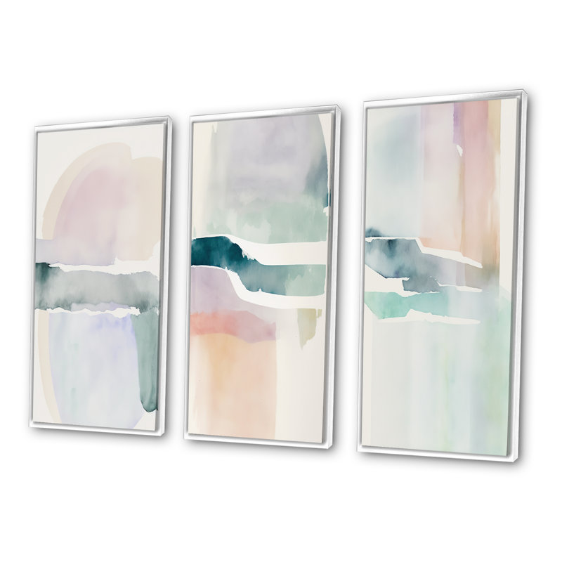 Pastel Serenity - ensemble 3 pièces, Cadre flottant blanc, H 20 po x l 36 po