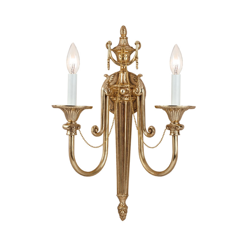 Lampe murale bougie 2 lumières Montano, Laiton vieilli