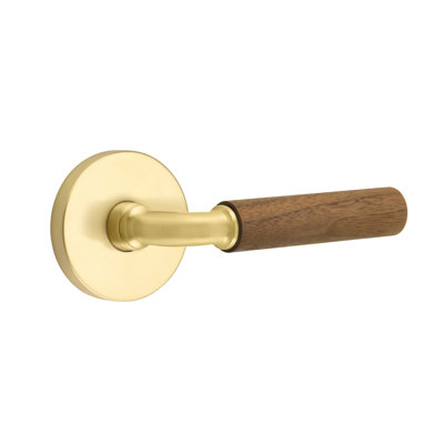 Ensemble de leviers d'intimité Emtek Select avec rosette à disque et tige en R, poignée en noyer foncé (CF)