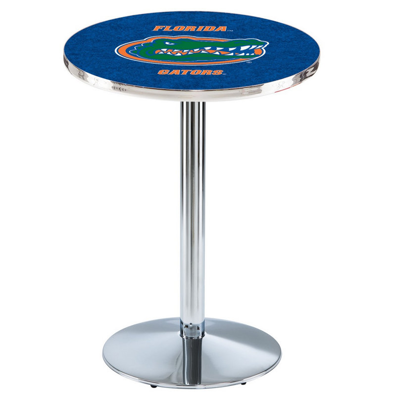 Round Metal Base Dining Table, Chrome, University of Florida