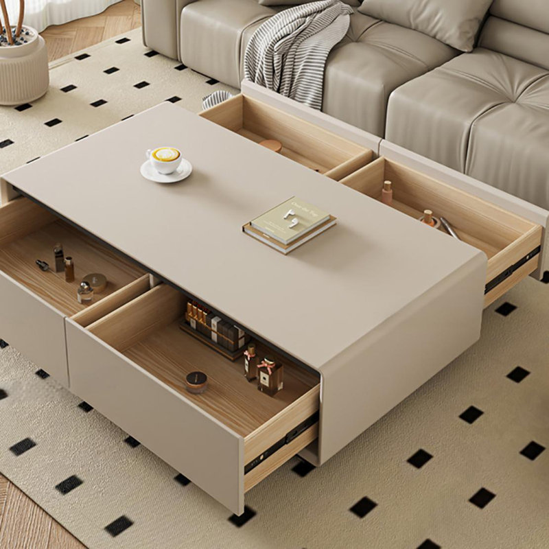 Table basse haut de gamme, H 15 po x L 51,2 po x l 27,6 po, Crème, crème