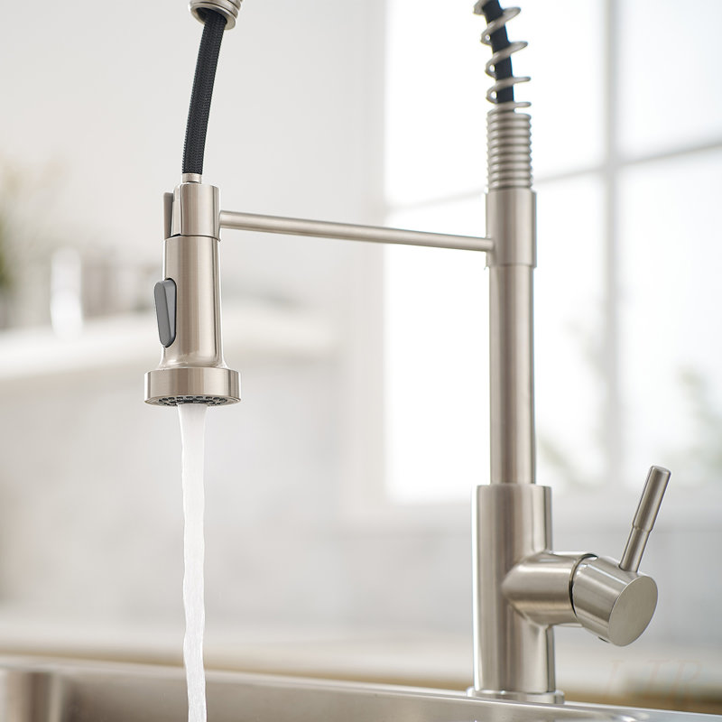 Commercial Brushed Nickel Kitchen Faucet with Pull Out Sprayer, Single Handle for Easy Control and Efficient Cleaning