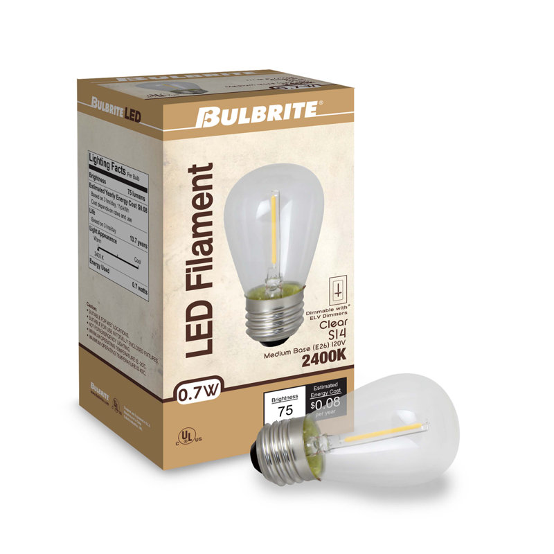 0.7 W S14 E26/Medium (Standard) LED Smart Bulb, 2400