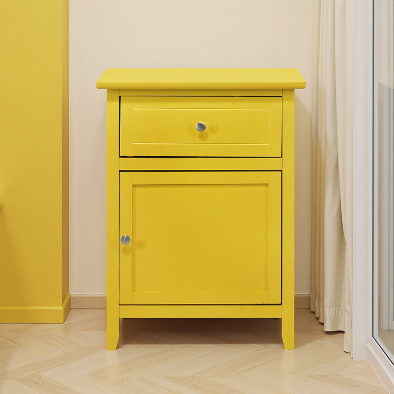 Paranhos Beige 1 Drawer 1 Door Nightstand, Beige