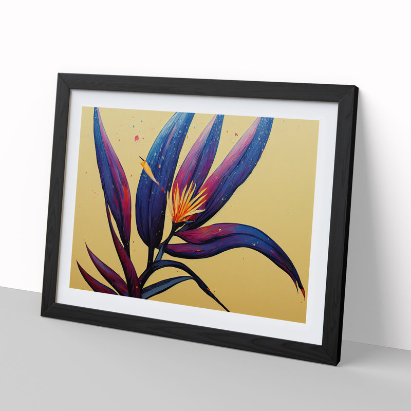 Bird Of Paradise Flower Splash Vol.4 - Single Picture Frame Print, 46cm H x 64cm W x 2cm D, Black