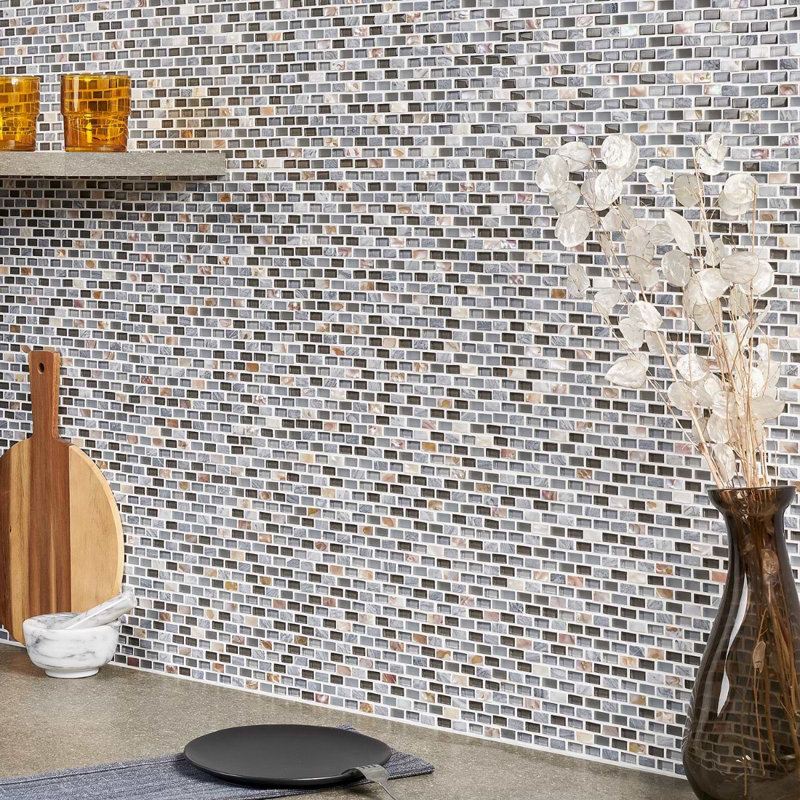 Paragon Mini Brick Marble & Glass Mosaic Tile, Surf Periwinkle Purple