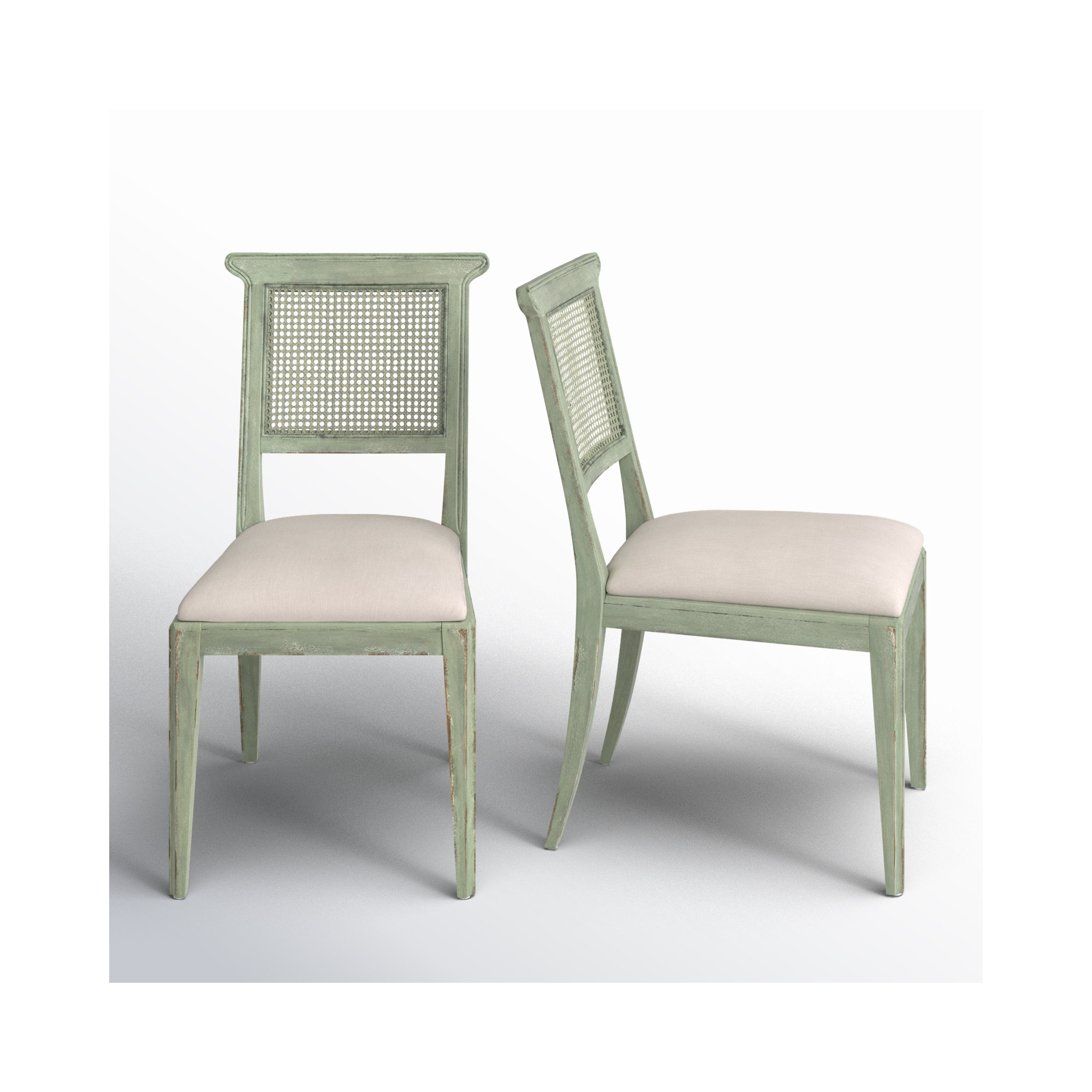 Aileen Cane Back Dining Chair, Green