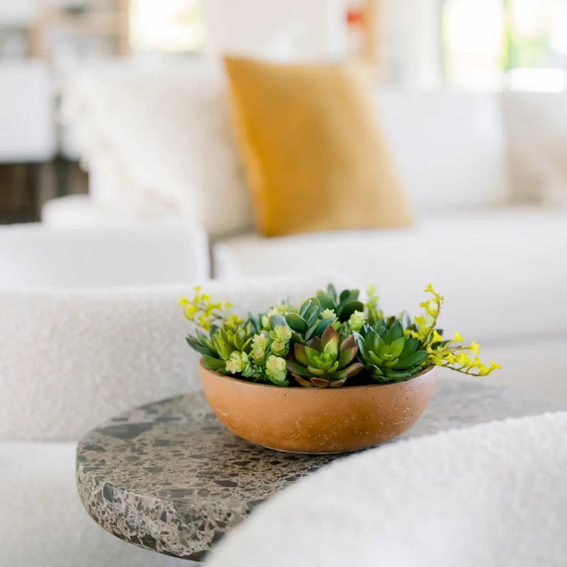 Composition de fausses plantes succulentes CG Hunter de 28 cm dans un pot rond en terre cuite - Décoration botanique réaliste