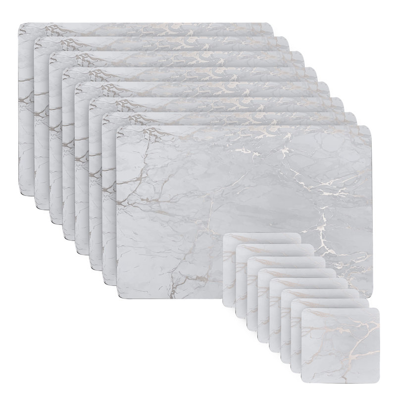 Cork Abstract Rectangle Placemat, Silver