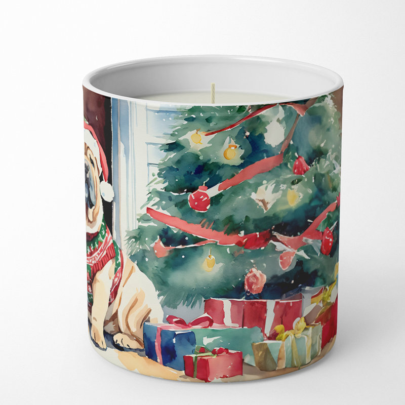 Bougie de Noël parfumée avec support en céramique