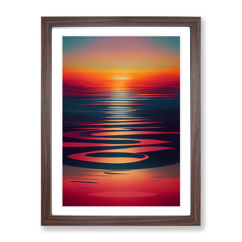 XV1022-523X Amazing Sunset View - Single Picture Frame Print, 46cm H x 34cm W, Walnut Framed