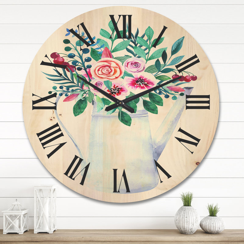 Horloge murale Bouquets de fleurs dans un pot de fleurs, Grand