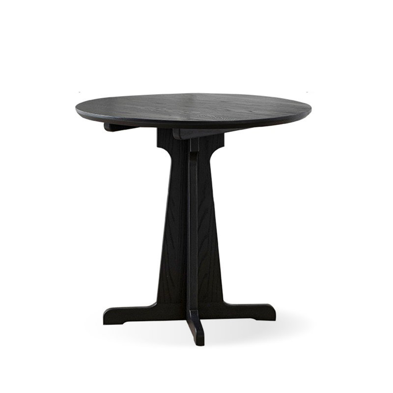 Black Round Solid Wood Dining table, 29.53"H x 31.5"L x 31.5"W, Black