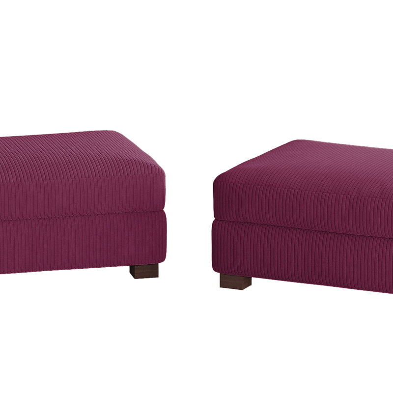 Repose-pieds rembourré carré en velours côtelé, Mauve
