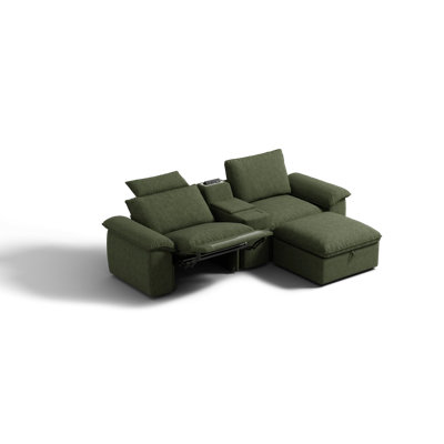 3-seater Loveseat Power Recliner Sofa With Headrest Oversized Modular Sectional Couch With Table, Drawer, Charging, And Storage Ottoman