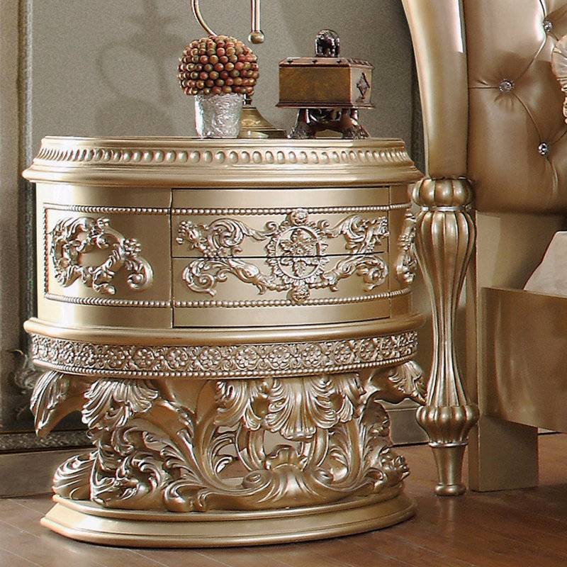 Table de chevet 2 tiroirs en résine pour chambre à coucher