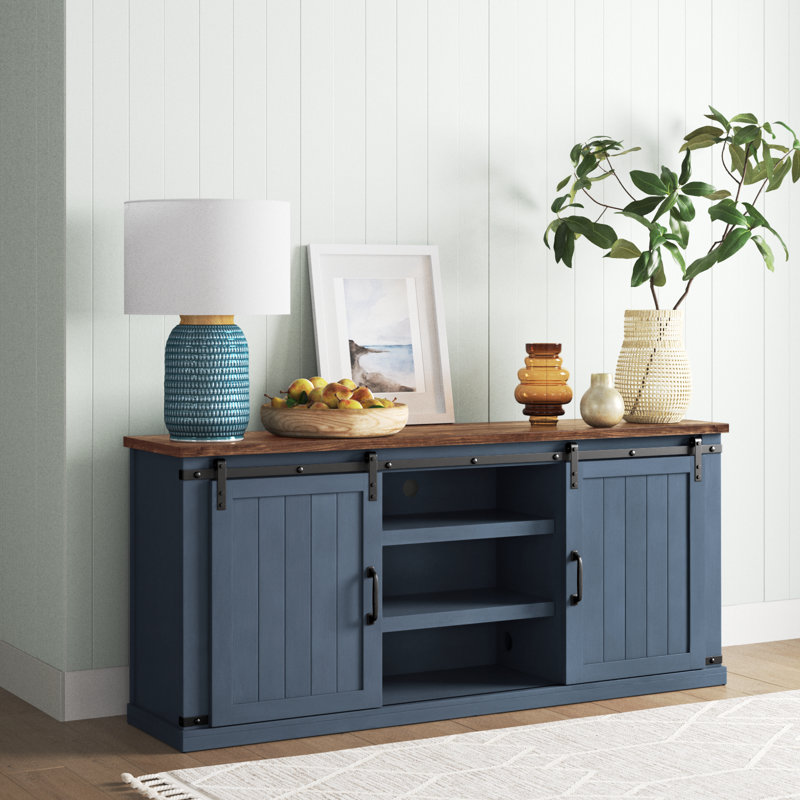 Tamworth TV Stand for TVs up to 75", Navy/Brown