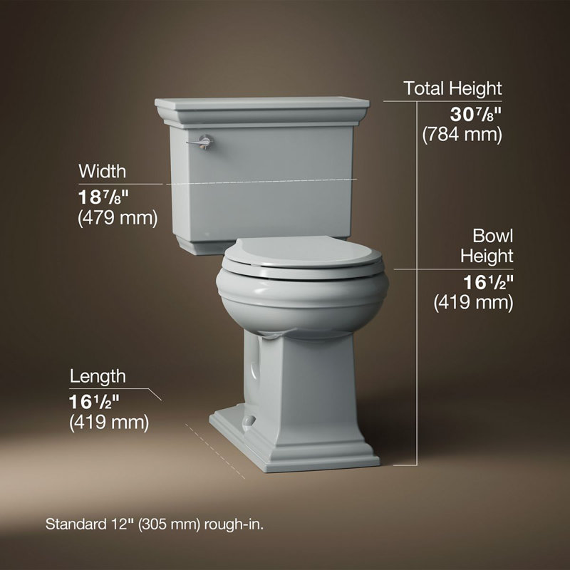 Memoirs® Stately Comfort Height 1.28 gpf Two-piece Round-front Toilet, Ice Grey, Left-Hand