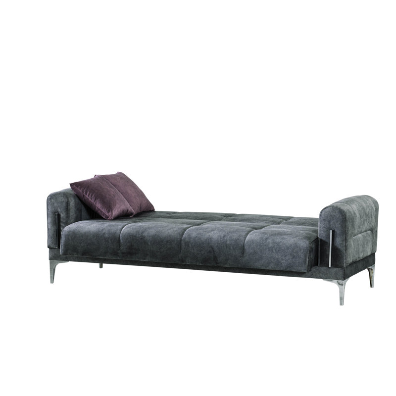 Canapé 3 places en tissu 86,6 po Moda, Microfibre grise, Argent