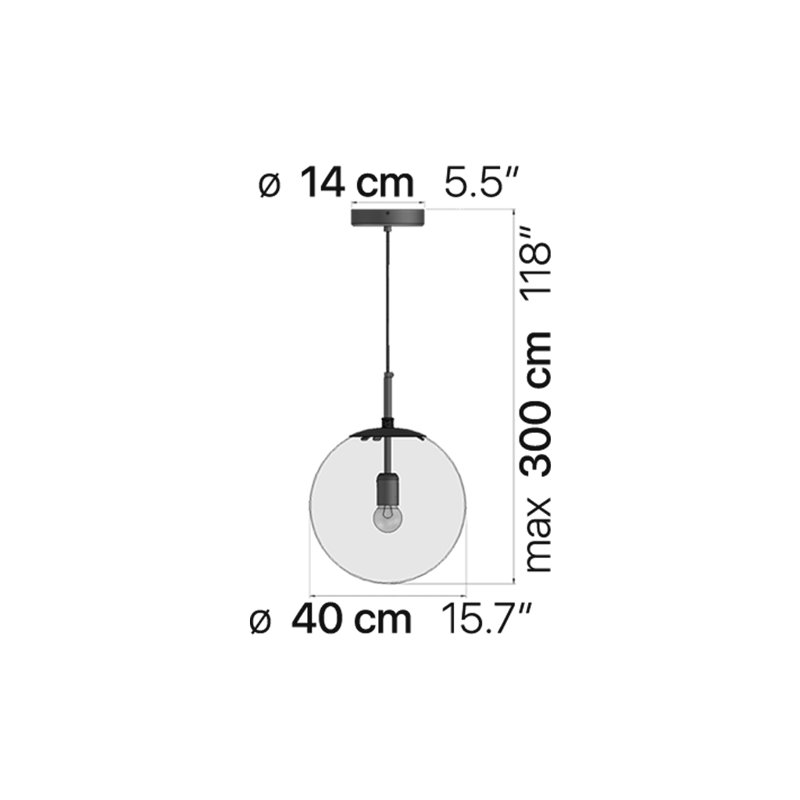 Global 1 - Light Pendant, Black, 11.8"H x 11.8"W