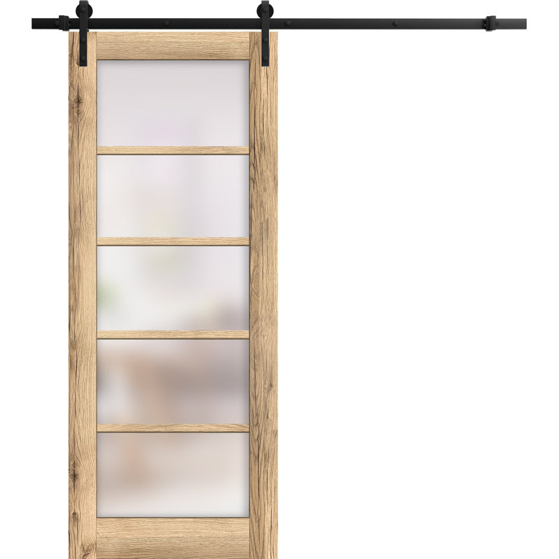 Porte de grange en bois lambrissé sans trousse de quincaillerie d’installation, 28 po x 84 po, Chêne