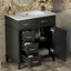 Meuble-lavabo de 30 pouces avec lavabo en céramique, tablette réglable, porte à fermeture en douceur et trois tiroirs à fermeture en douceur, meuble-lavabo-124698555