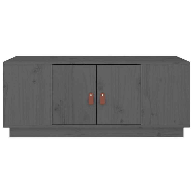 Kyea Solid Wood Block Coffee Table with Storage, Grey