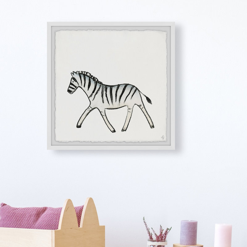Charlie 'Walking Zebra' Framed Print, 32" H x 32" W x 1.5" D