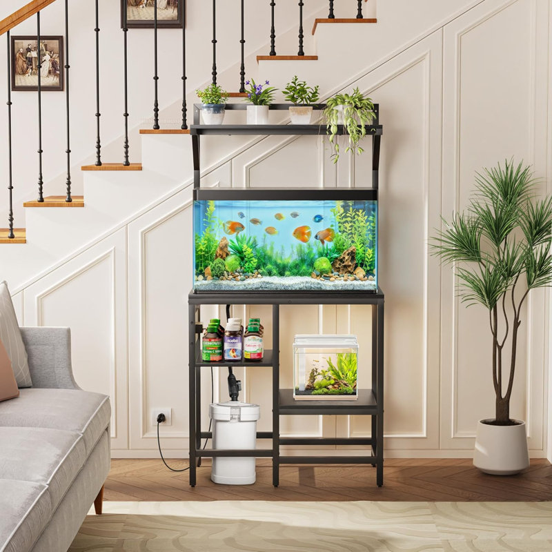Support d'aquarium de 20 à 29 gallons, support d'aquarium avec prise de courant, noir